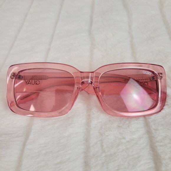 QUAY // ltd ed rare coral rectangular retro-chic yada yada sunglasses main image 12
